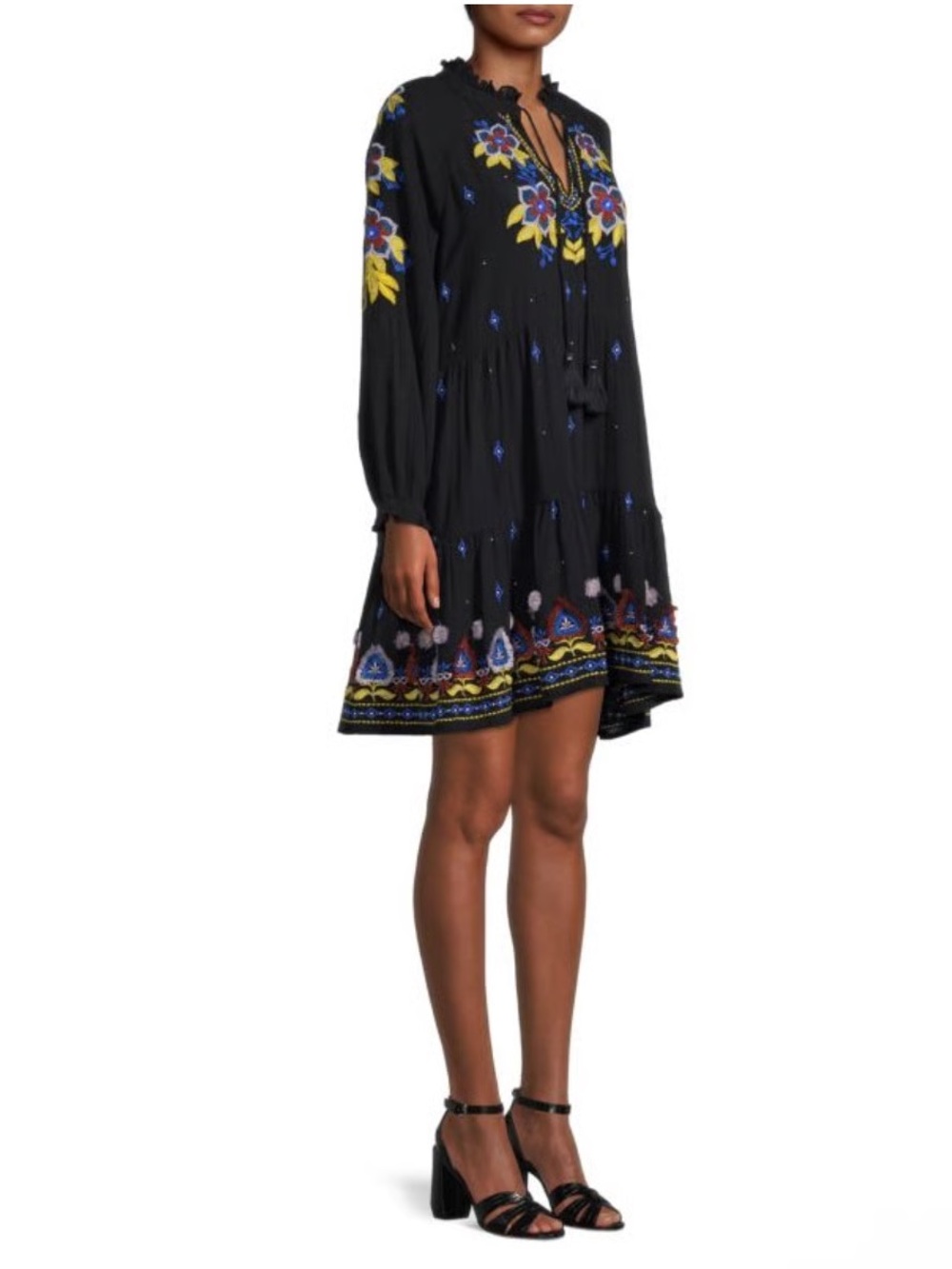 ROLLER RABBIT JANNI DRESS Fleur Nouveau FLORAL Embroidered TIERED COTTON SIZE M